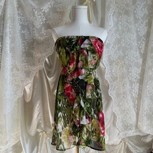Green and Pink Jungle Floral Dress